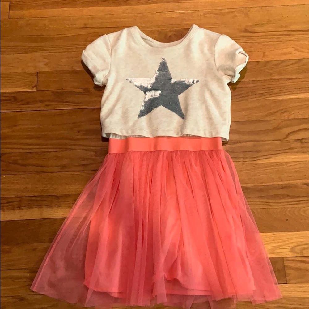 Gap kids heather and coral sequin Star dress